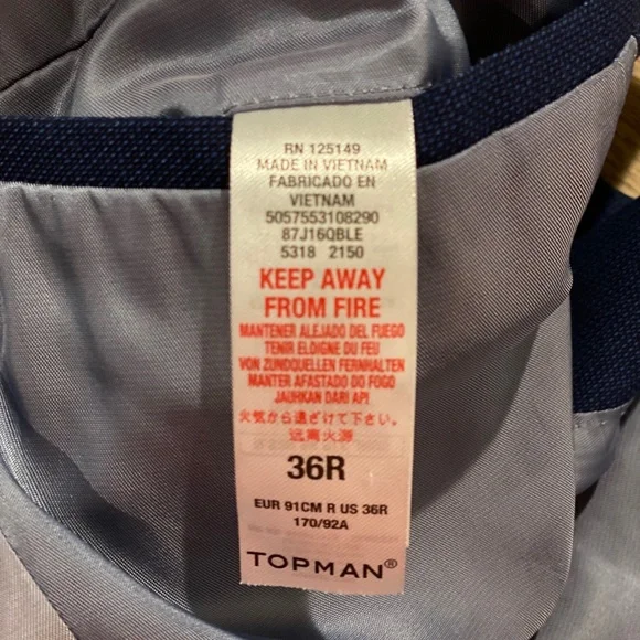Topman skinny fit suit coat